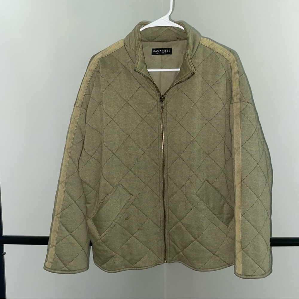 Bagatelle Quilted Olive Green Lightweight Zip Jacket Oversized XS